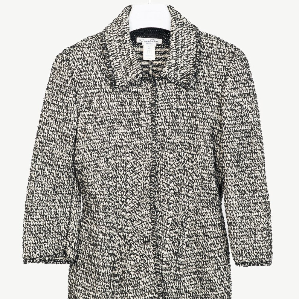 Oscar de la Renta PF/12 White & Black Silk-Blend Knit Blazer